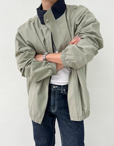 칼라 포인트 집업 윈드 자켓 (2color) - 놈코어
